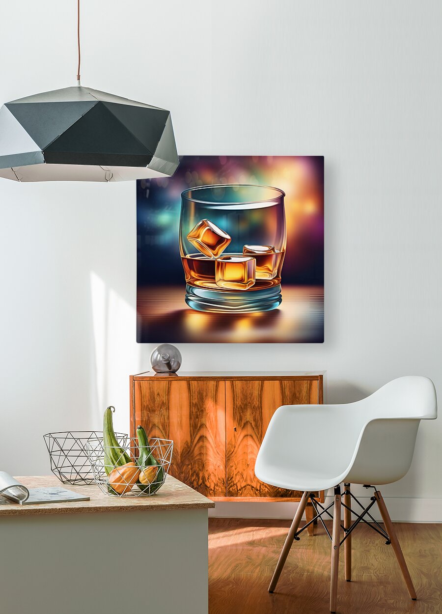  HD Sublimation Metal Print Whiskey Glass Wall Art