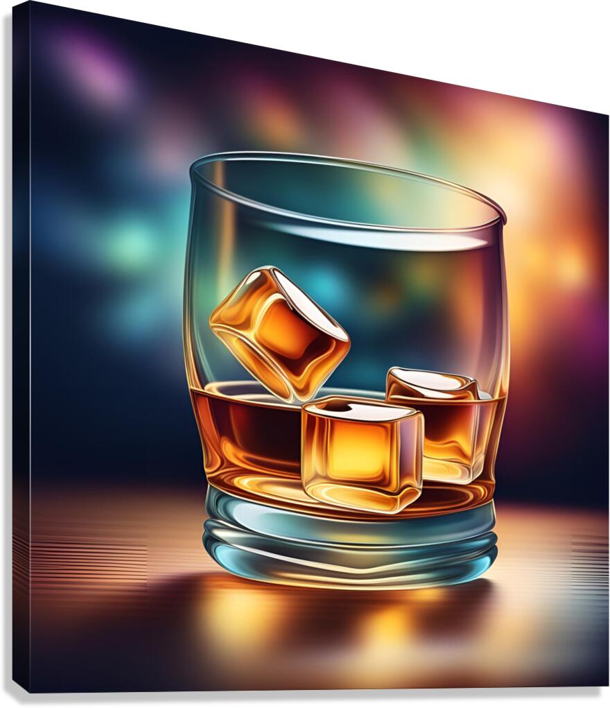  Giclée Stretched Canvas Print Whiskey Glass Wall Art