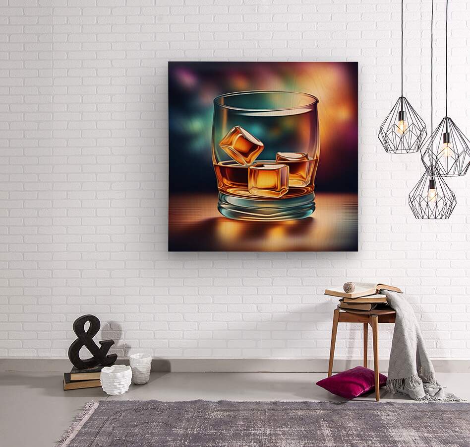 Wood Print Whiskey Glass Wall Art