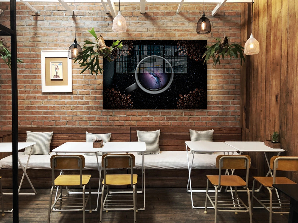 Galaxy Grind Coffee Mug Wall Art in Restaurant