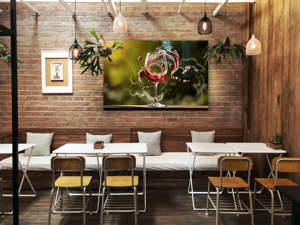 Galaxy In A Glass Acrylic Print Wine Glass Wall Art in Restaurant