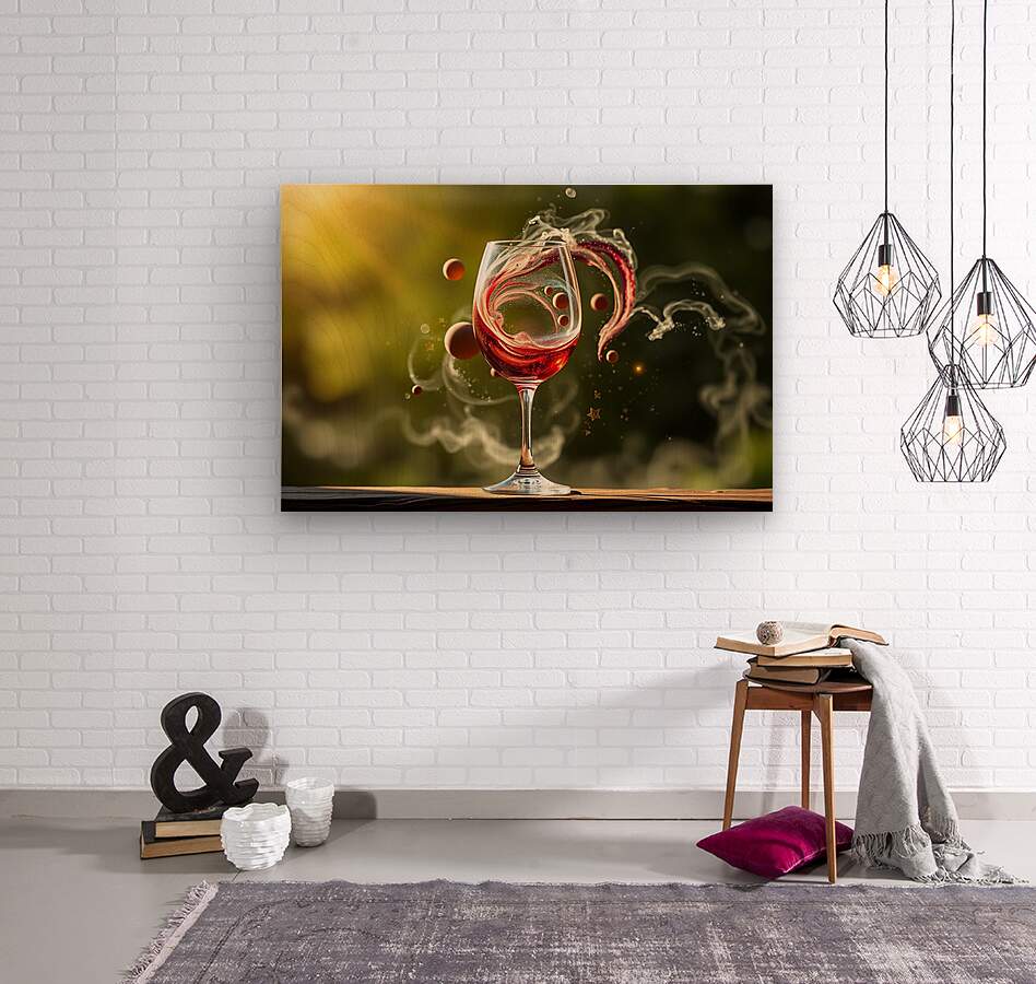 Wood Print Wine Glass Wall Art