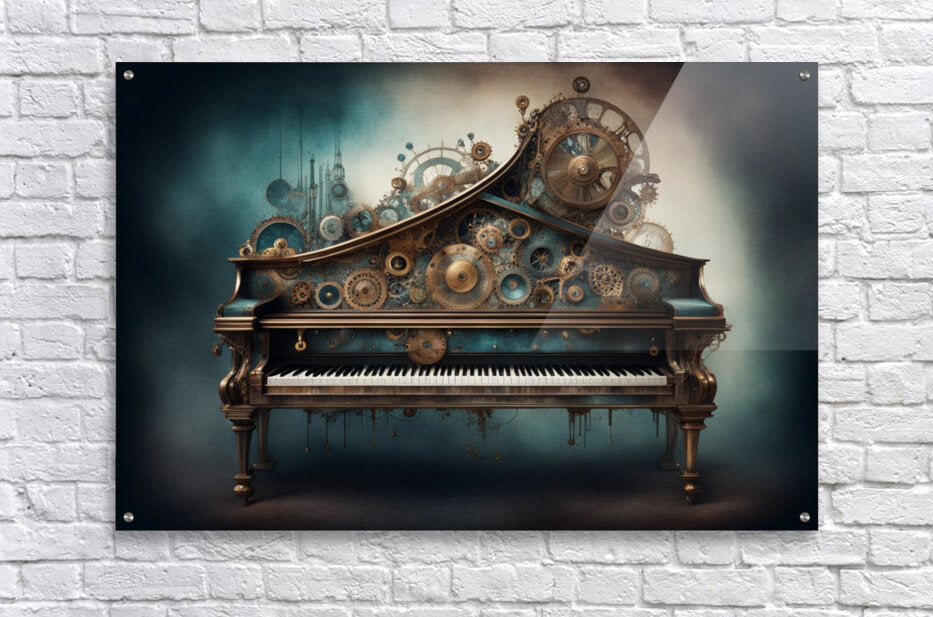  Acrylic Print Watercolor Steampunk Piano Wall Art