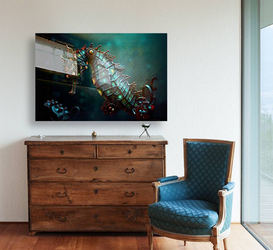  Giclée Stretched Canvas Print Steampunk Seahorse