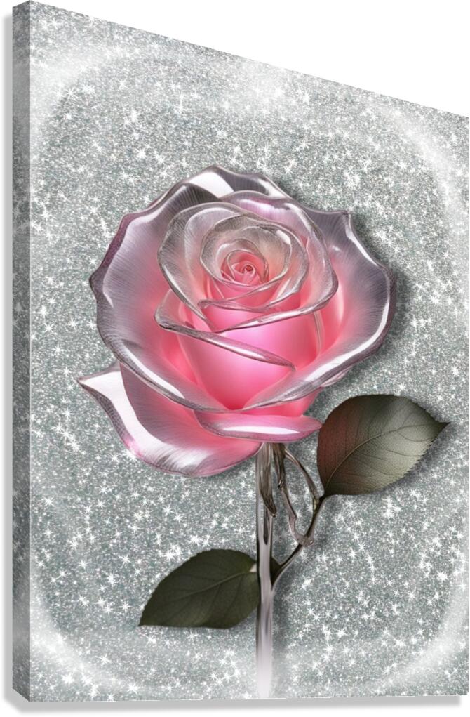 Stretched Canvas Print Glass Pink Rose Wall Art