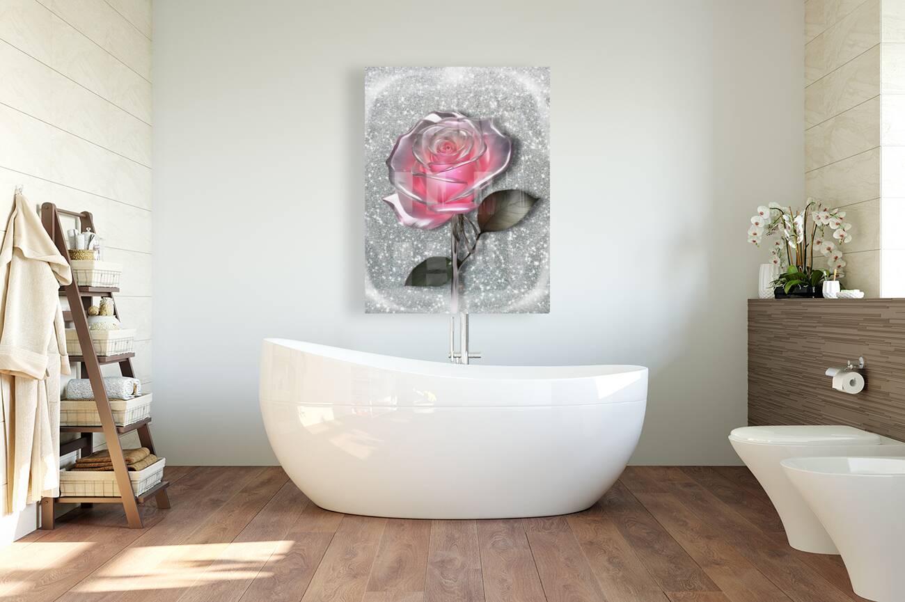 Acrylic Print Glass Pink Rose Wall Art