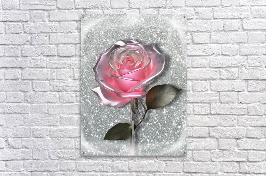 Acrylic Print Glass Pink Rose Wall Art