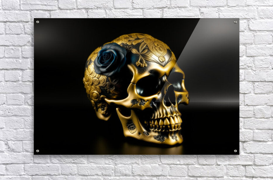 Acrylic Print Golden Skull Wall Art