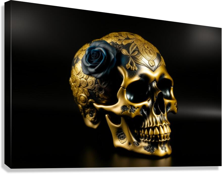 Giclée Stretched Canvas Print Golden Skull Wall Art