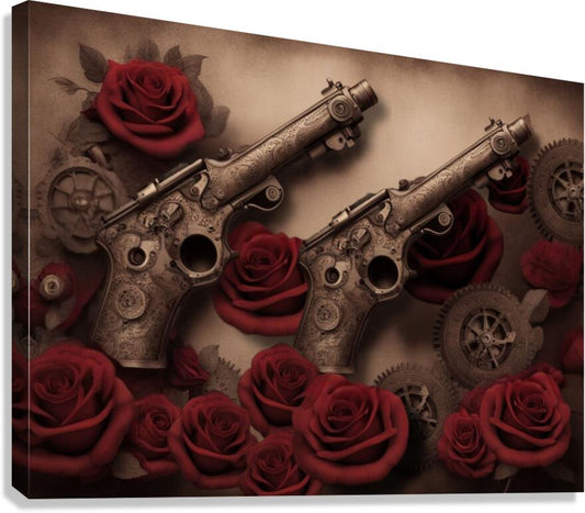 Giclée Stretched Canvas Steampunk Floral Print Wall Art