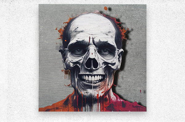 Brushed Metal Print Scary Face Wall Art