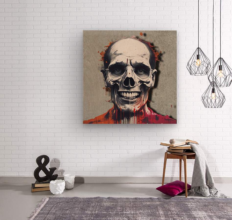  Wood Print Scary Face Wall Art