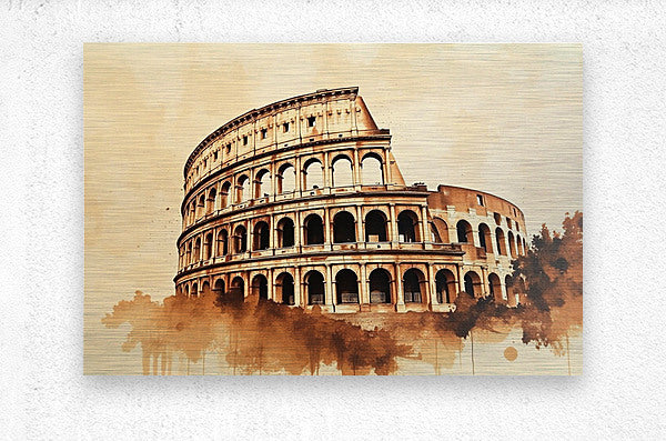  Brushed Metal Print Watercolor Colosseum Wall Art