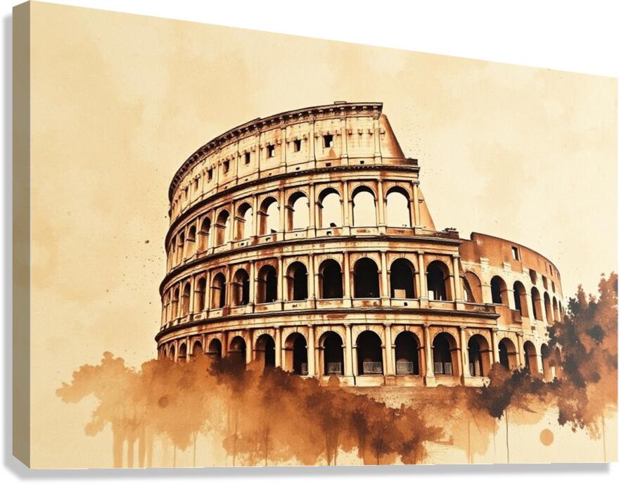  Giclée Stretched Canvas Print Watercolor Colosseum Wall Art