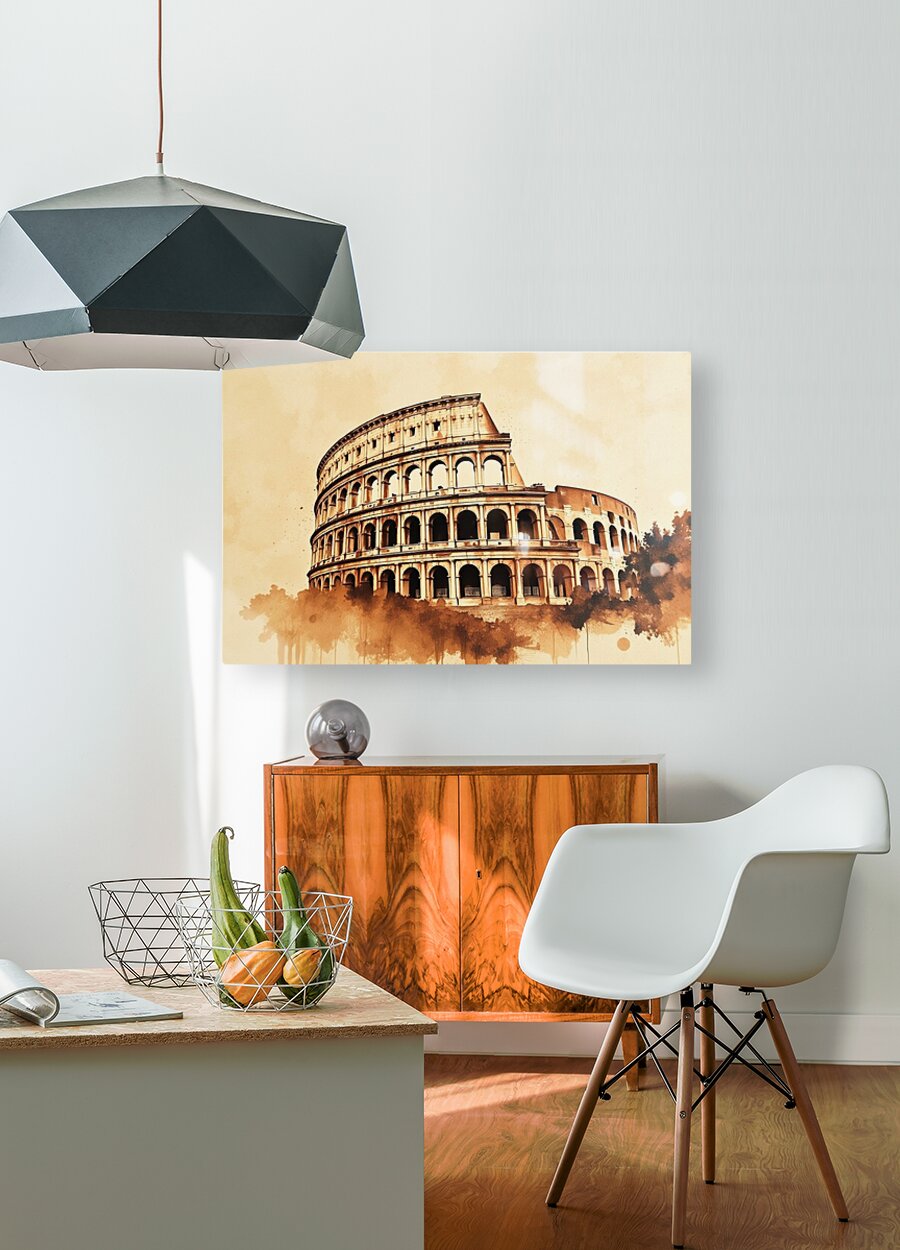  HD Sublimation Metal Print Watercolor Colosseum Wall Art