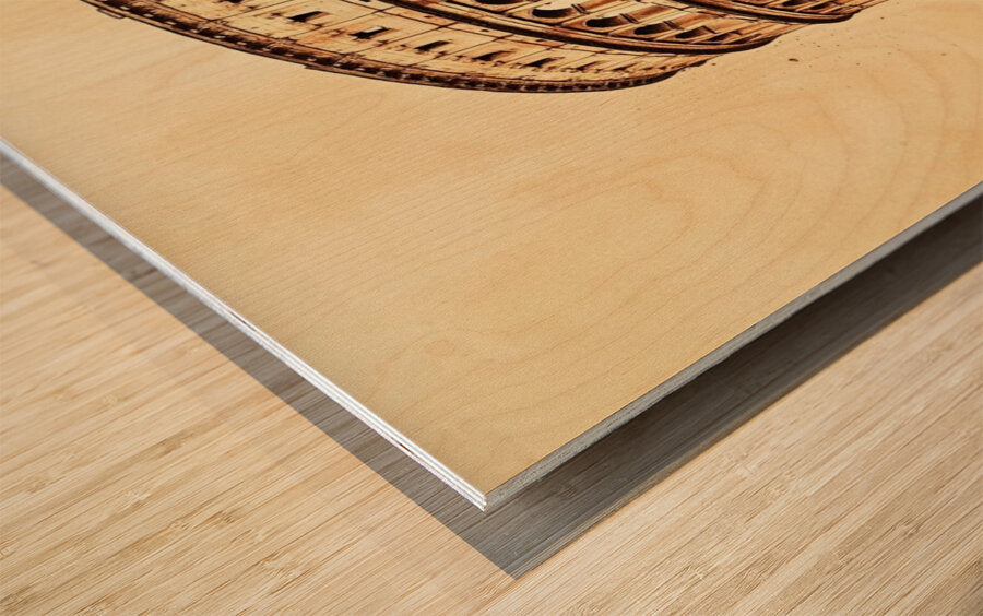 Wood Print Close-up Watercolor Colosseum Wall Art