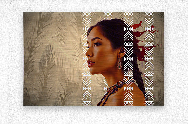  Brushed Metal Print Native American Woman Wall Art