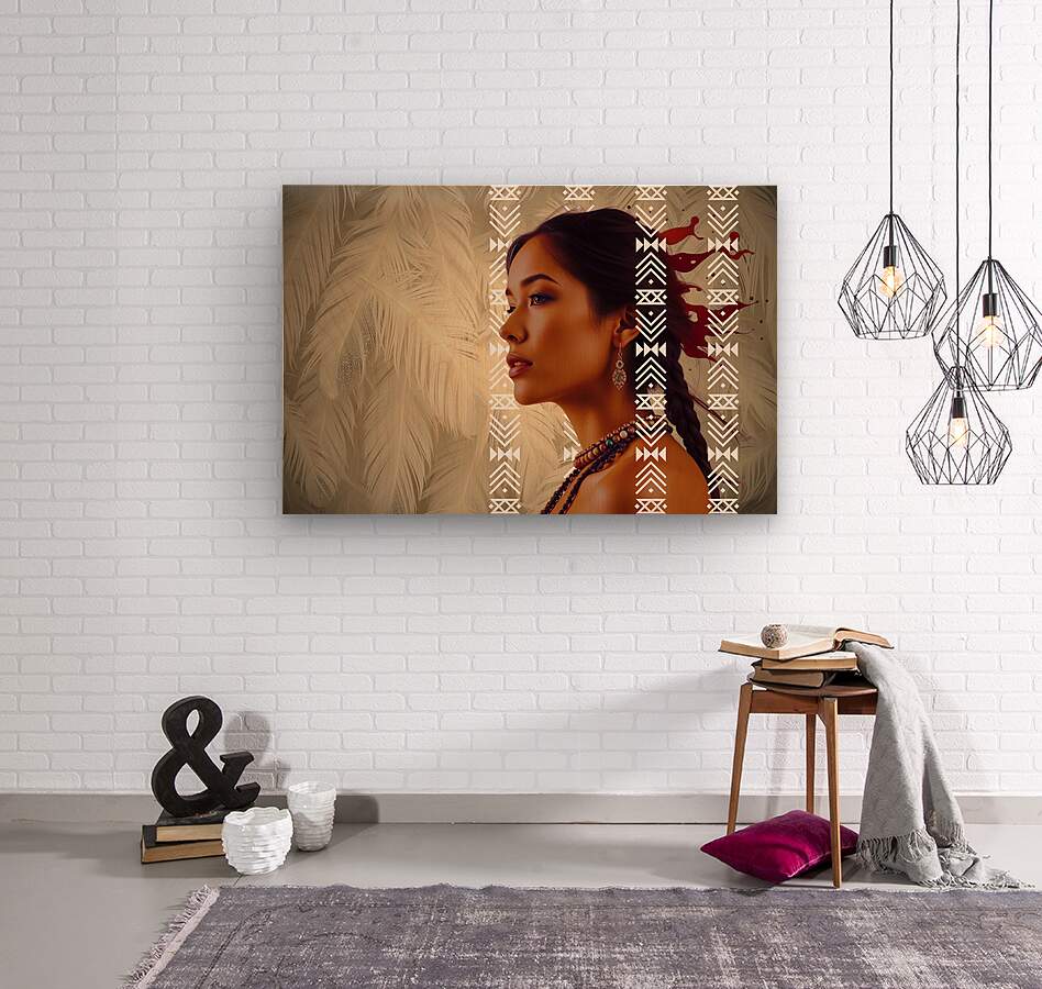  Wood Print Native American Woman Wall Art