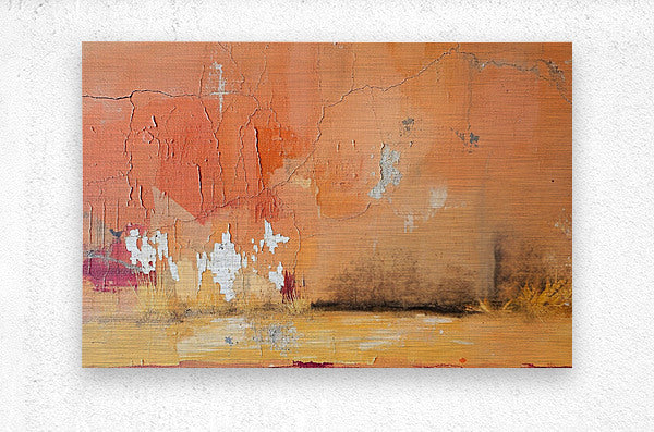  Brushed Metal Print Orange Rustic Wall Art