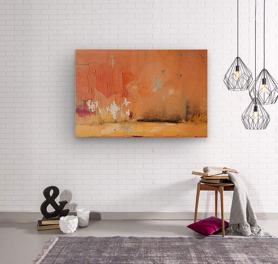  Wood Print Orange Rustic Wall Art