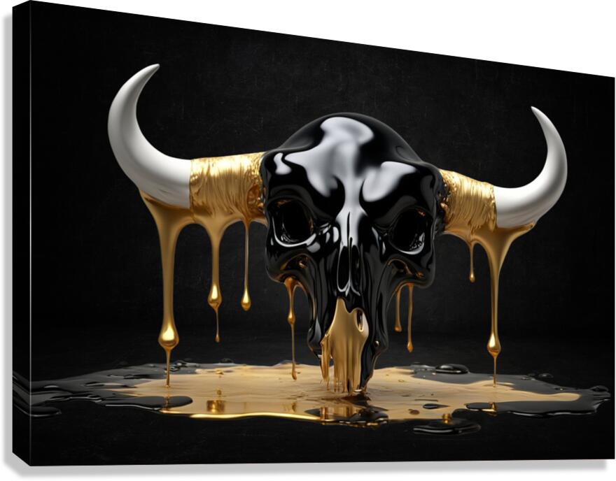  Giclée Stretched Canvas Print Melting Bull Skull Wall Art