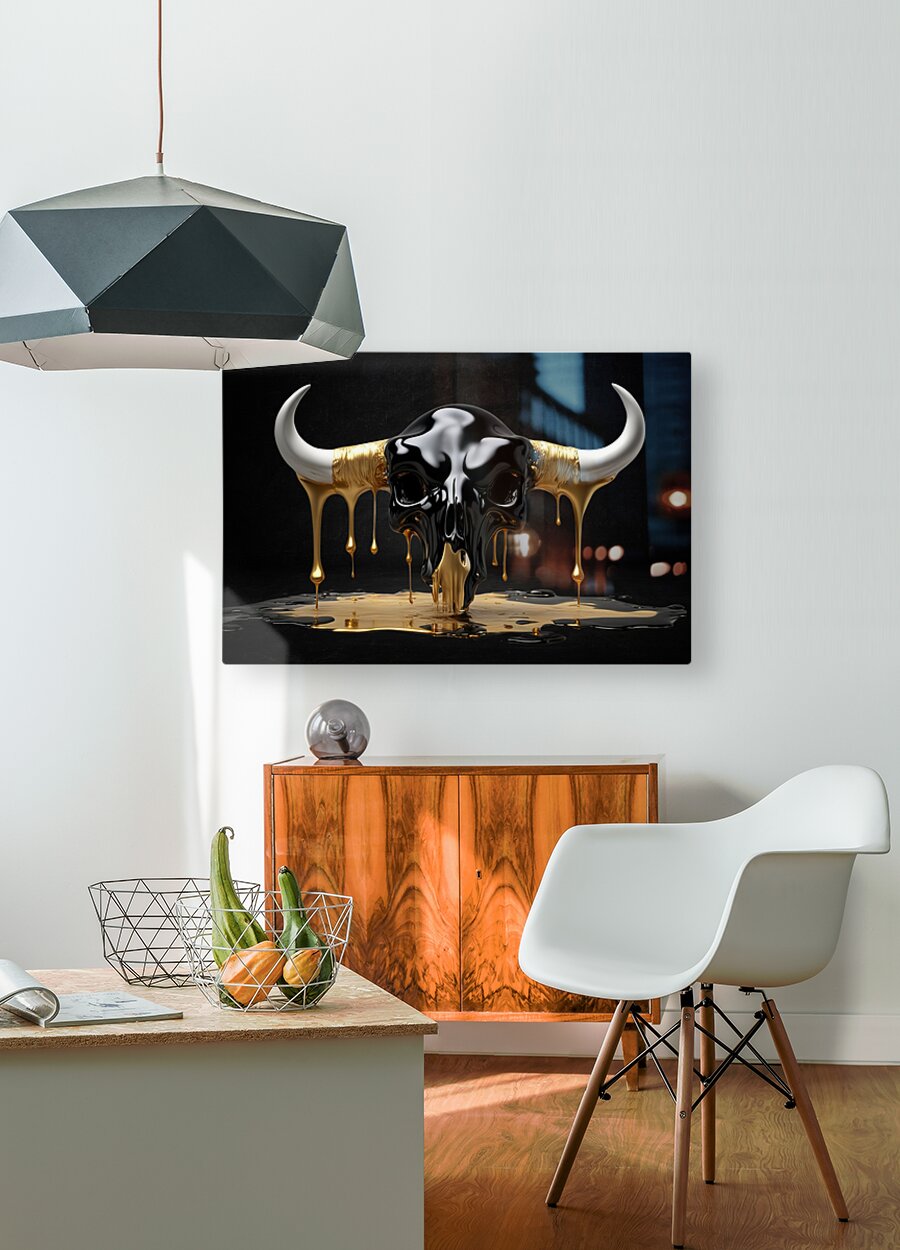 HD Sublimation Metal Print  Melting Bull Skull Wall Art