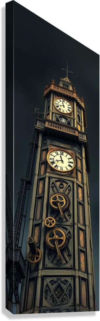 Giclée Stretched Canvas Print Steampunk Clocktower Wall Art