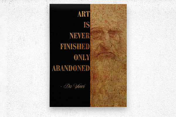  Brushed Metal Print Leonardo Da Vinci Quote Wall Art