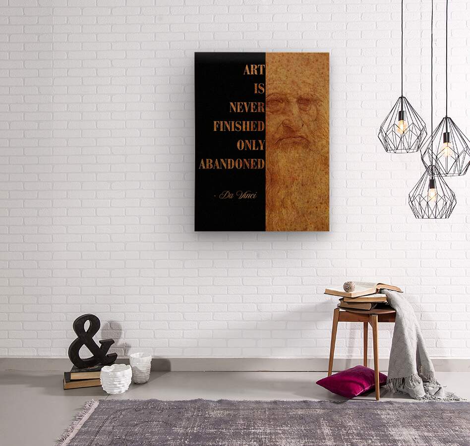 Wood Print Leonardo Da Vinci quote wall art