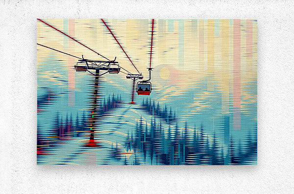  Brushed Metal Print Ski Lift Wall Art