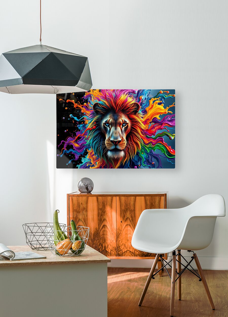 HD Sublimation Metal Print Colorful Lion Wall Art