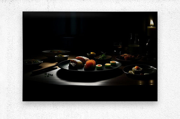 Brushed Metal Print Japanese Restaurant Wall Art