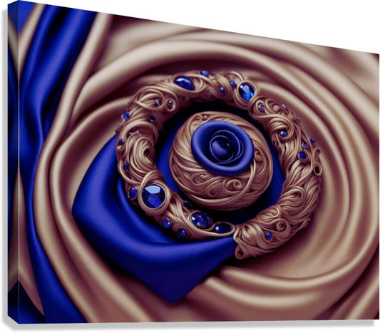Giclée Stretched Canvas Print Mocha Blue Pattern Wall Art
