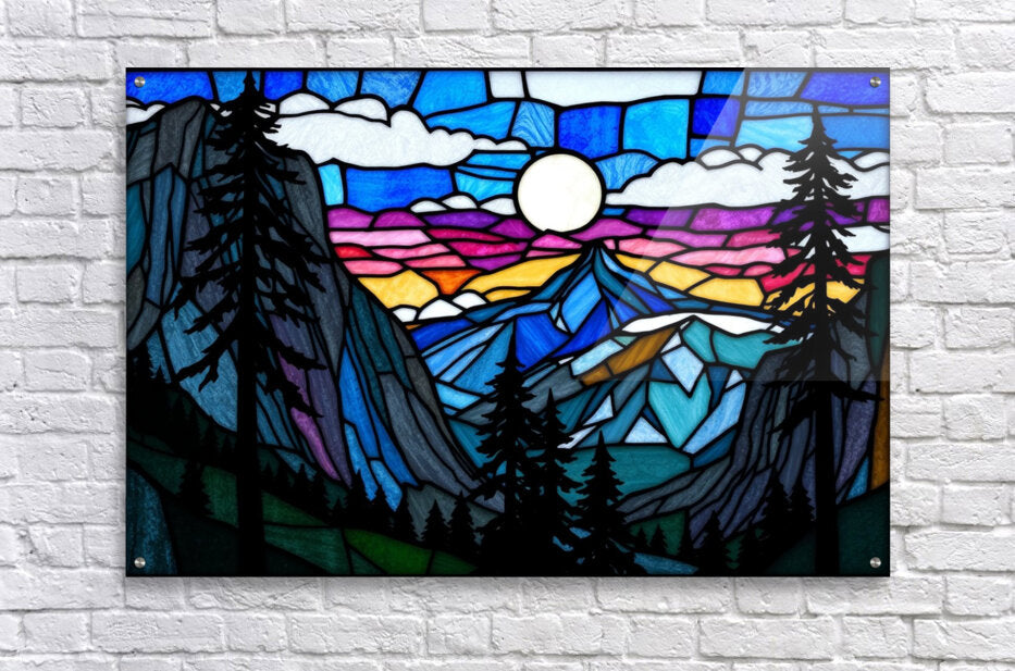  Acrylic Print Stained Glass Mountain Wall Art