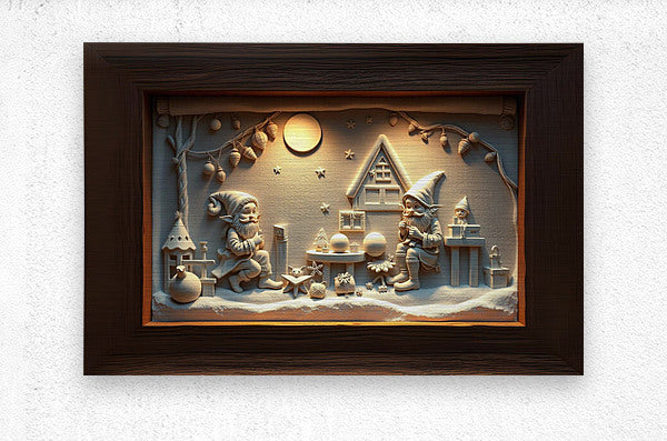 Brushed Metal Print Rustic Christmas Elf Wall Art