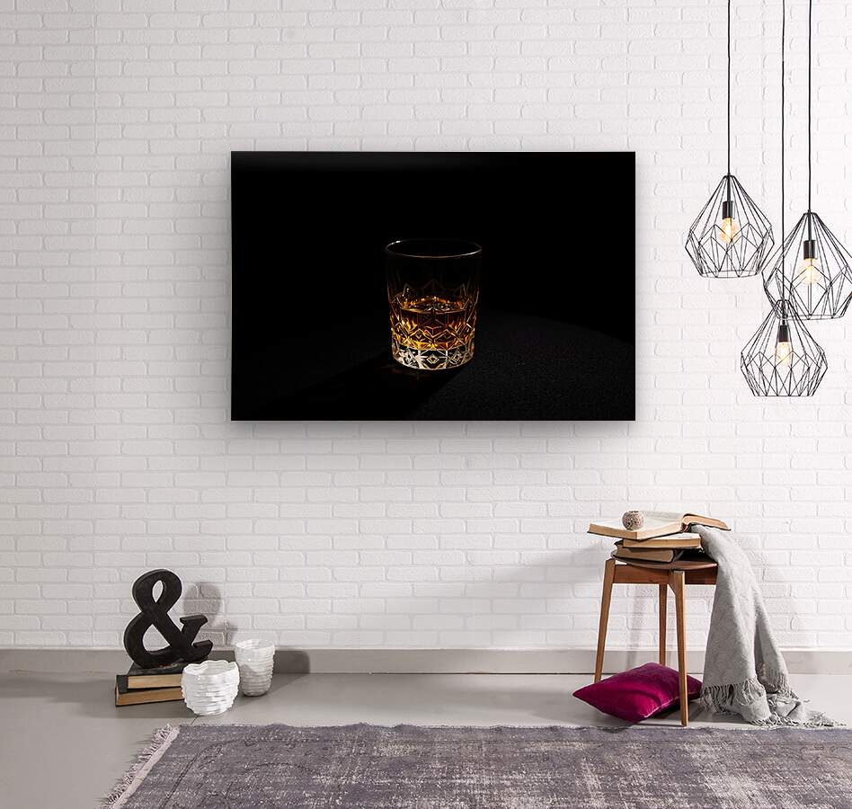 Wood Print Whiskey Glass Wall Art