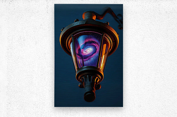 Brushed Metal Print Galaxy Light Post Wall Art