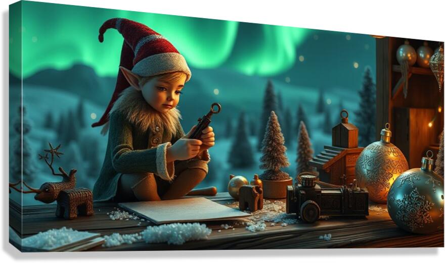  Giclée Stretched Canvas Print Christmas Elf Wall Art