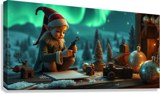  Giclée Stretched Canvas Print Christmas Elf Wall Art