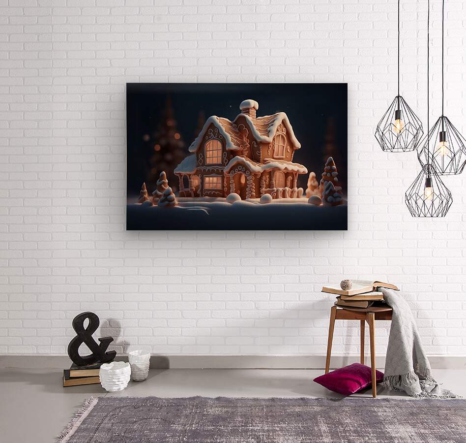 Wood Print Gingerbread House Wall Art