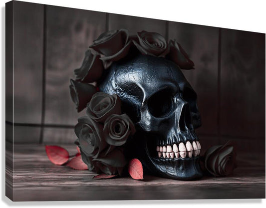  Giclée Stretched Canvas Print Black Skull Wall Art