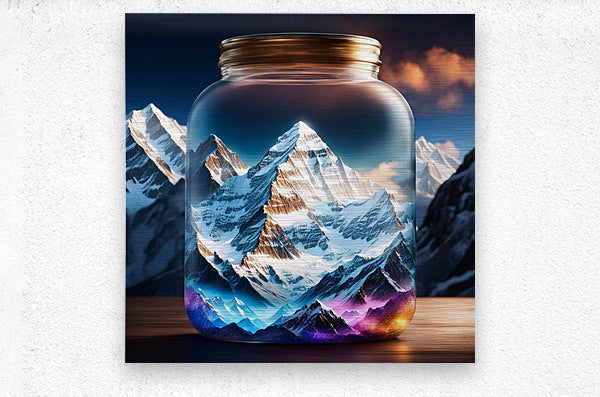  Brushed Metal Print Jar Of Mountains Wall Art