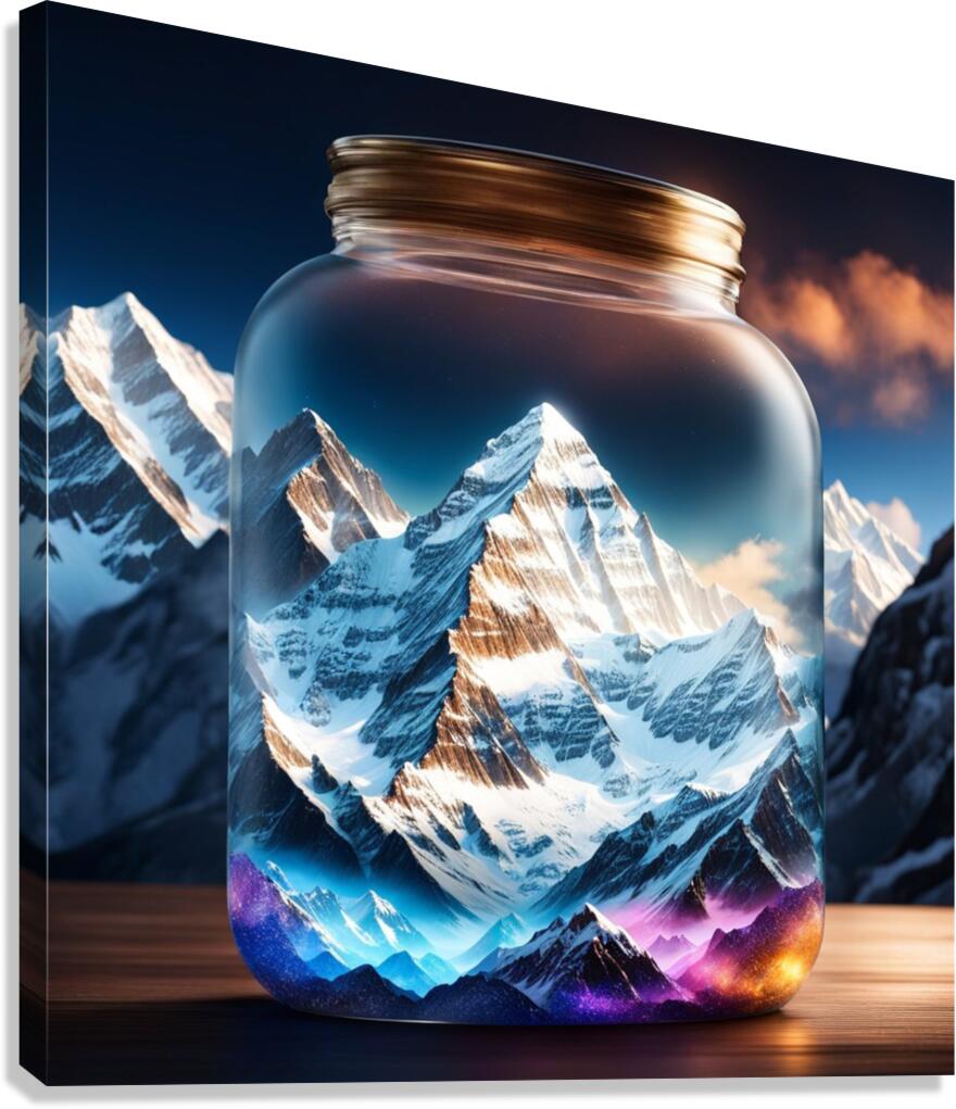  Giclée Stretched Canvas Print Jar Of Mountains Wall Art