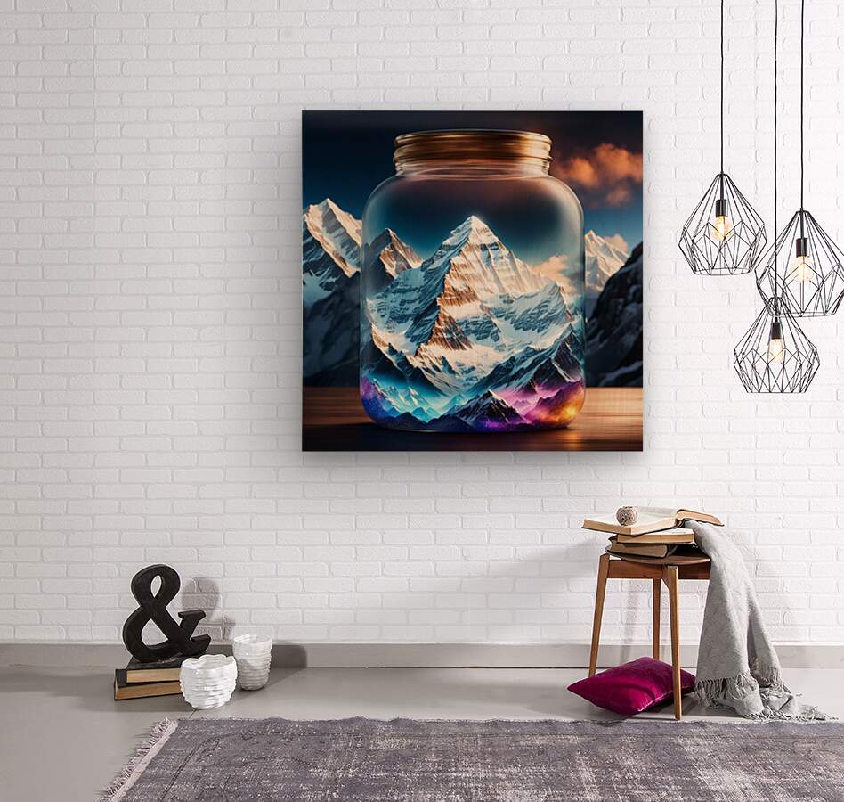  Wood Print Jar Of Mountains Wall Art