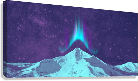  Giclée Stretched Canvas Print Mountain Northern Lights Wall Art