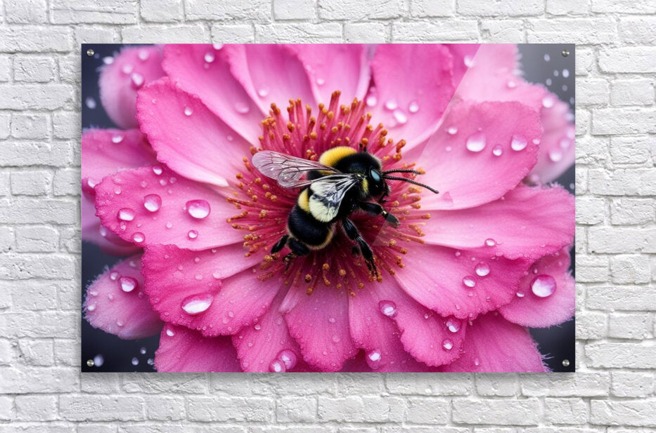 Acrylic Print Flower Bee Wall Art