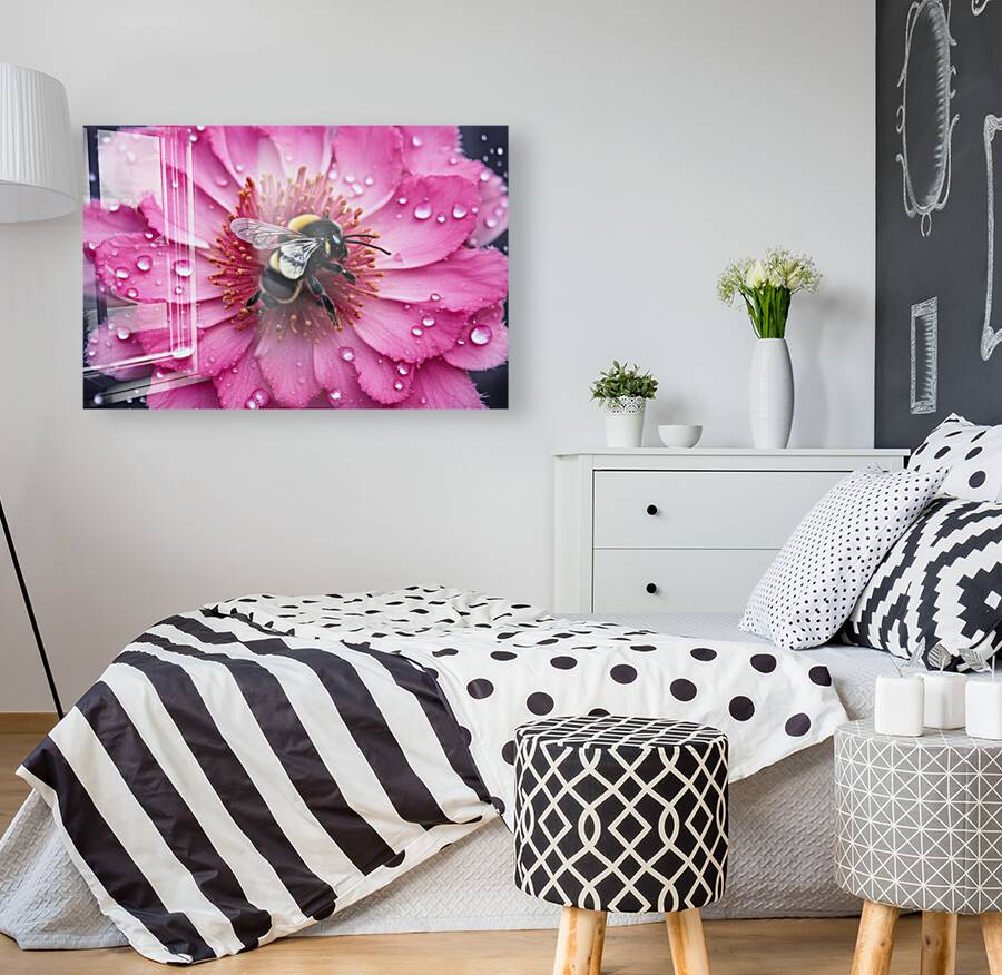 Acrylic Print Mockup  Flower Bee Wall Art