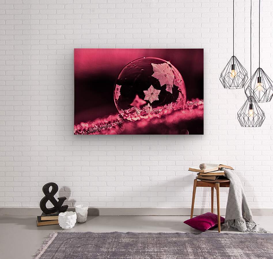  Wood Print Pink Frost Bubble Wall Art
