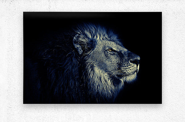  Brushed Metal Print Lion Wall Art