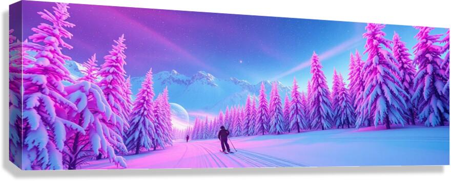  Giclée Stretched Canvas Print Trippy Skiing Wall Art